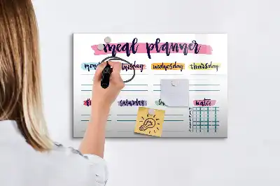 Quadro magnético para escrever modelo para menu semanal