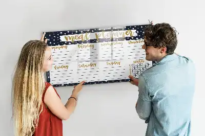 Quadro magnético para escrever planificador de refeições estelar
