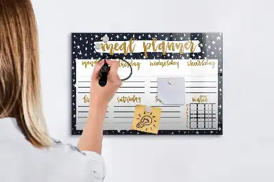 Quadro magnético para escrever planificador de refeições estelar