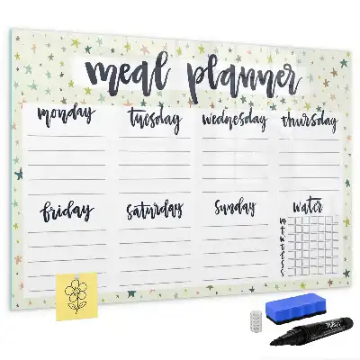Quadro magnético para desenhar menu semanal estelar