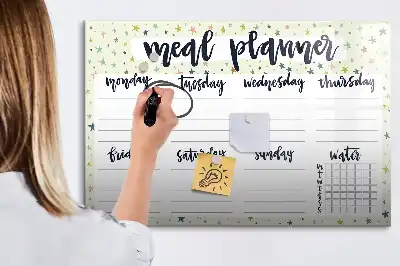 Quadro magnético para desenhar menu semanal estelar
