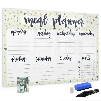 Quadro magnético para desenhar menu semanal estelar