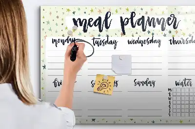 Quadro magnético para desenhar menu semanal estelar