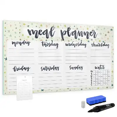 Quadro magnético para desenhar menu semanal estelar