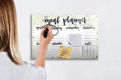 Quadro magnético para desenhar menu semanal estelar