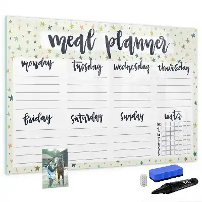 Quadro magnético para desenhar menu semanal estelar