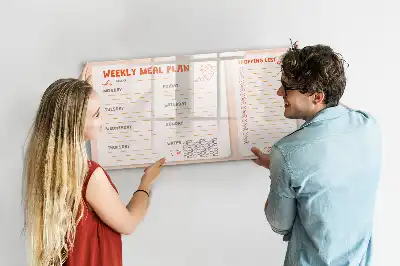 Quadro magnético para desenhar planificador de refeições retro