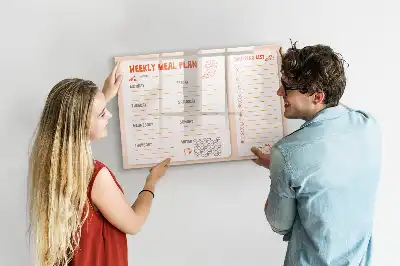 Quadro magnético para desenhar planificador de refeições retro