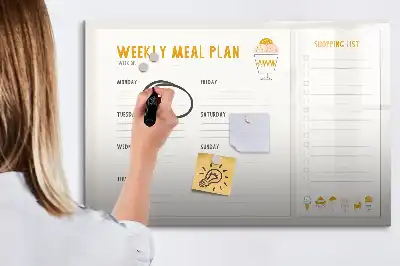 Quadro magnético para desenhar com planejamento de refeições