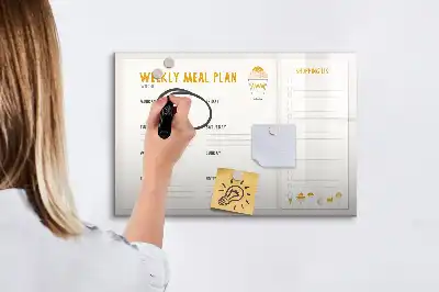 Quadro magnético para desenhar com planejamento de refeições