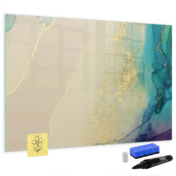 Quadro magnético para escrever estampa de mármore colorido