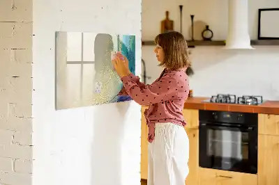 Quadro magnético para escrever estampa de mármore colorido