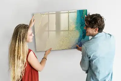 Quadro magnético para escrever estampa de mármore colorido