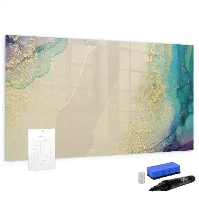 Quadro magnético para escrever estampa de mármore colorido