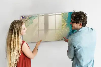 Quadro magnético para escrever estampa de mármore colorido
