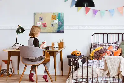 Quadro magnético para escrever estampa de mármore colorido