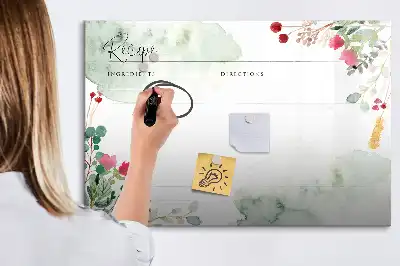 Quadro magnético para escrita com estampa de espaço para receitas
