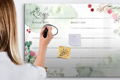 Quadro magnético para escrita com estampa de espaço para receitas