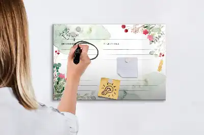 Quadro magnético para escrita com estampa de espaço para receitas