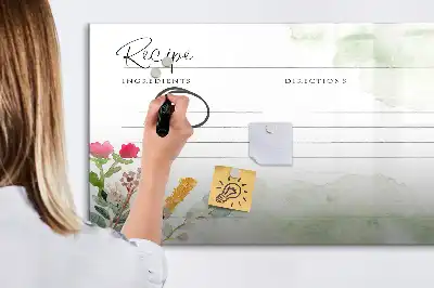 Quadro magnético para desenho tema espaço para receitas