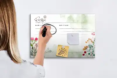 Quadro magnético para desenho tema espaço para receitas