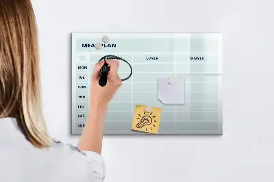 Quadro magnético para escrita com design de menu em tons pastel