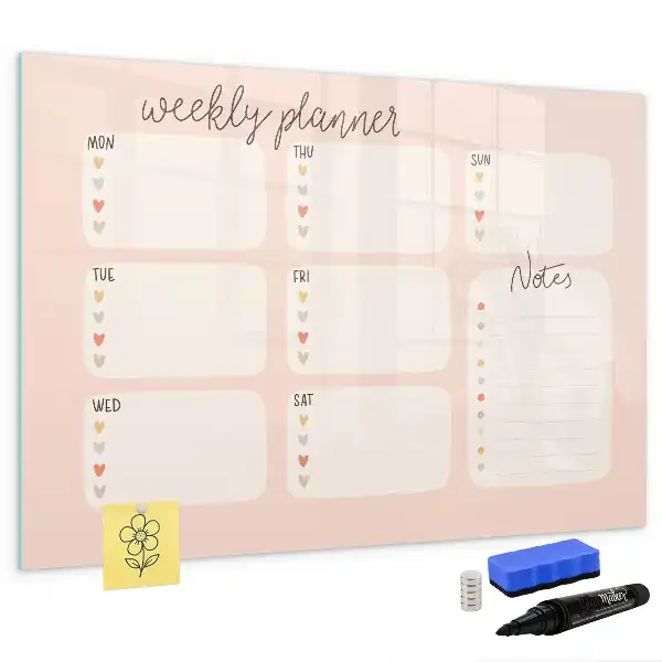Quadro magnético para desenhar planner semanal encantador