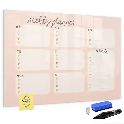 Quadro magnético para desenhar planner semanal encantador
