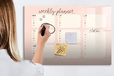 Quadro magnético para desenhar planner semanal encantador