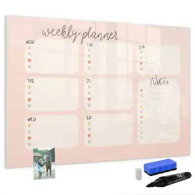 Quadro magnético para desenhar planner semanal encantador