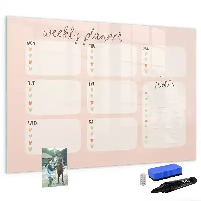 Quadro magnético para desenhar planner semanal encantador