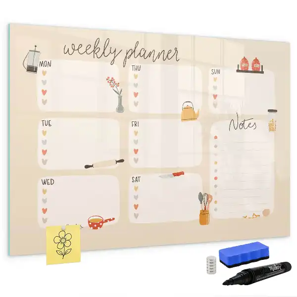 Planner semanal quadro magnético para escrever