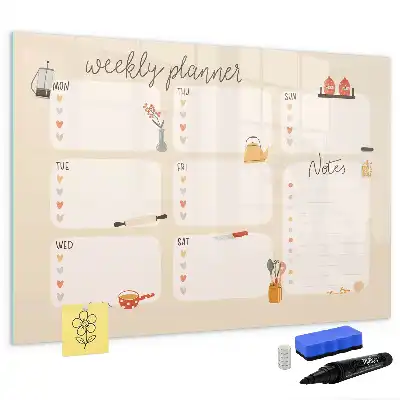 Planner semanal quadro magnético para escrever