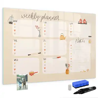 Planner semanal quadro magnético para escrever