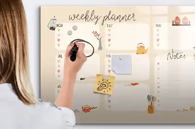 Planner semanal quadro magnético para escrever