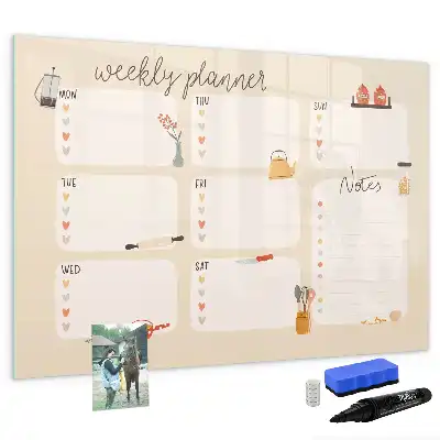 Planner semanal quadro magnético para escrever