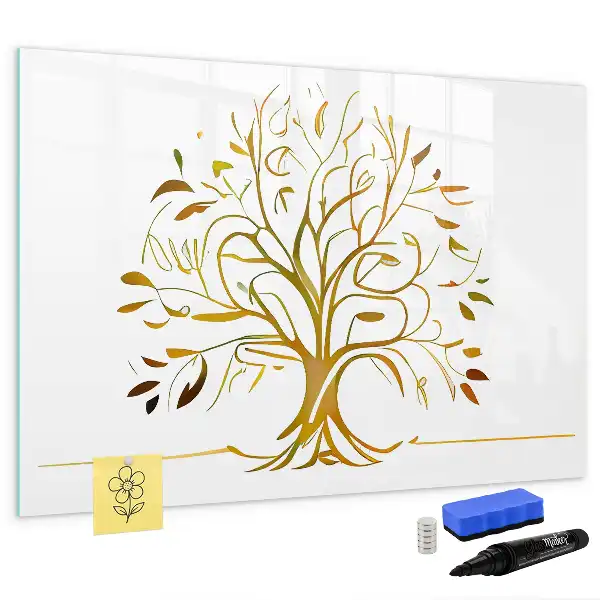 Quadro magnético para escrever estampa árvore dourada