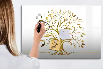 Quadro magnético para escrever estampa árvore dourada