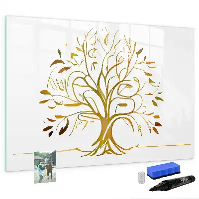 Quadro magnético para escrever estampa árvore dourada