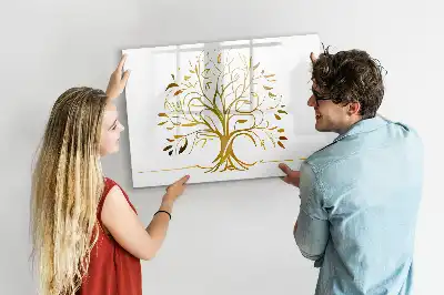 Quadro magnético para escrever estampa árvore dourada