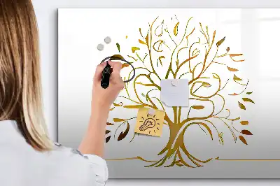 Quadro magnético para escrever estampa árvore dourada
