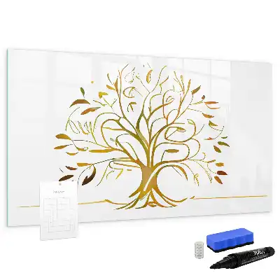 Quadro magnético para escrever estampa árvore dourada