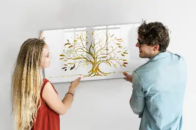 Quadro magnético para escrever estampa árvore dourada