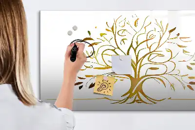 Quadro magnético para escrever estampa árvore dourada