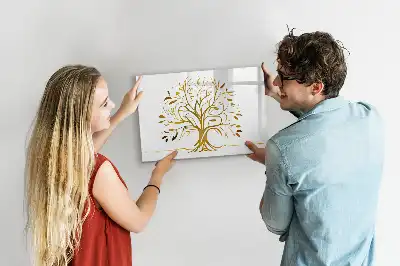 Quadro magnético para escrever estampa árvore dourada