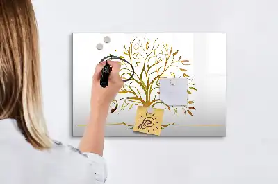 Quadro magnético para escrever estampa árvore dourada