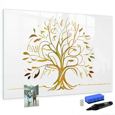 Quadro magnético para escrever estampa árvore dourada