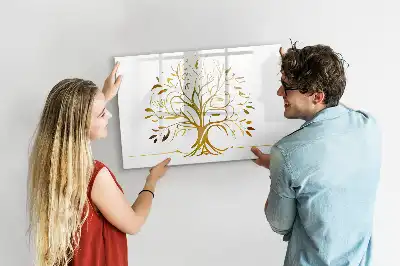 Quadro magnético para escrever estampa árvore dourada
