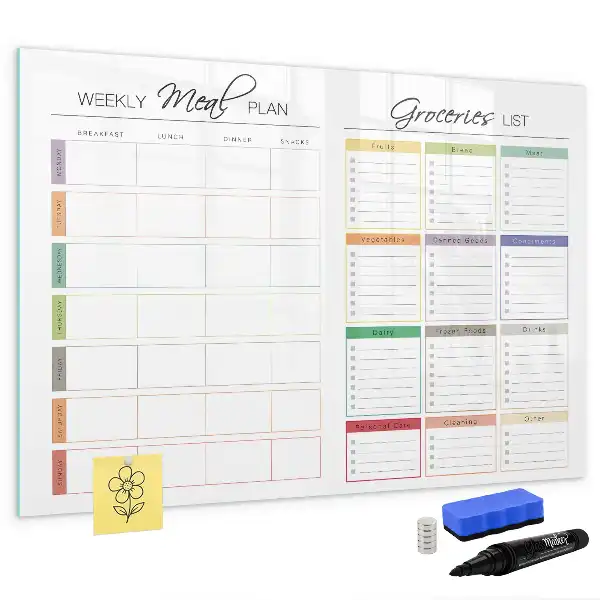 Quadro magnético para desenhar menu semanal