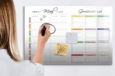 Quadro magnético para desenhar menu semanal